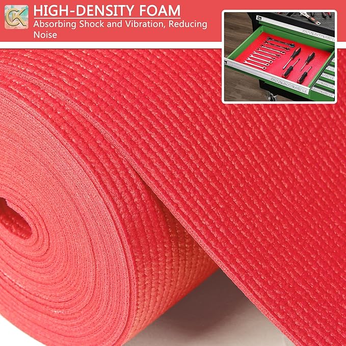 Foam Toolbox Liner Shelf Liner, Thickened Durable Pad Tool Box Mat for Protecting Your Tools, Work Surfaces, Garage, Chest -Red 3mm Thickness, 24 inch*24 ft