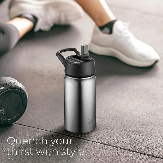 SipX™ Triple-Insulated Stainless Steel Water Bottle 18oz. With 3 Lids, BPA-Free Reusable Insulated Water Bottle Keeps Cold 24 Hours, Metal Water Bottle Made Of Sustainable Material For Hiking & Biking
