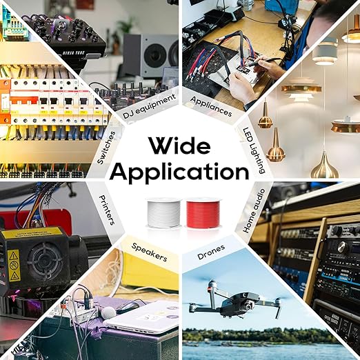 TOPDC 16 Gauge Electrical Wire, 2 Pack, 100FT Each Automotive Wire Combo, Copper Clad Aluminium(CCA), Hook up Wire Kit, White & Red for Car Audio,Automotive Wiring,LED Lighting,etc