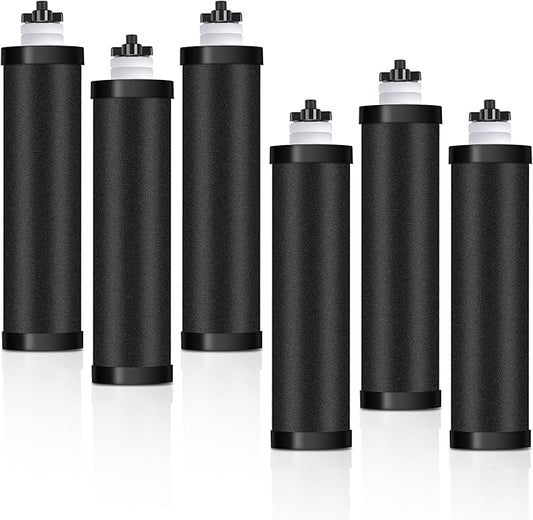 Water Filter Replacement for Berkey, NSF42 Standard Activated Carbon Water Filters, Compatible with Berkey B-B-9-2 Black Purification Elements and Gravity Water Filtration System, 6 Pack