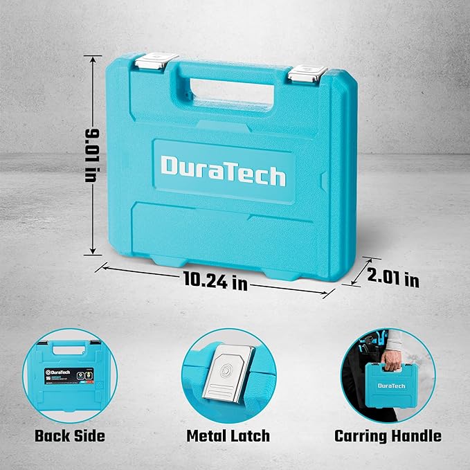 DURATECH 3/8" Drive Impact Swivel Socket Set, 16 Pieces Shallow Universal Impact Socket Set with Flexible Wobble, Metric, Cr-Mo Steel, 6 Points, Organized in Sturdy Storage Case(8-24mm)