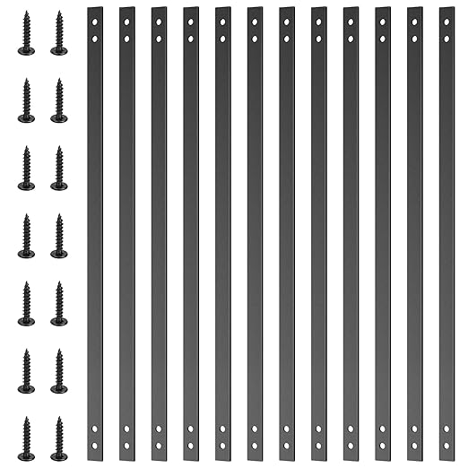 Akenow Deck Balusters, 32.25"x1" Metal Deck Spindles,61 Pack Staircase Baluster with Screws,Flat Straight Deck Railing for Wood and Composite Deck, Stylish Baluster for Outdoor Stair Deck Porch