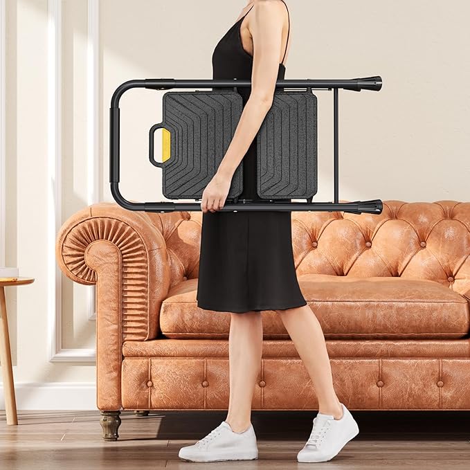 KINGRACK 2 Step Ladder, Sturdy Steel Step Stool with Anti-Slip Wide Pedals, Handrail, Safe-Lock Design, Pass 800lbs Load Testing, Folding Portable Ladder for Multi-Purpose, Home, Kitchen, Black