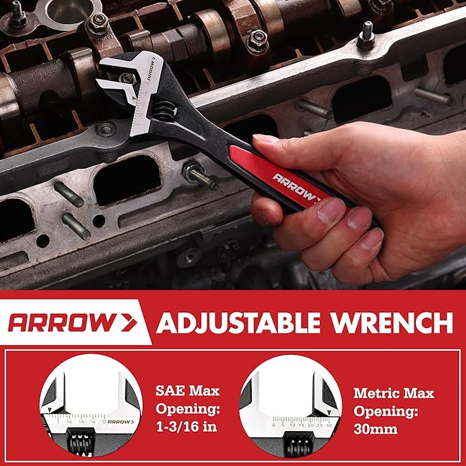 ARROW 3-Piece Pliers and Wrench Set, Includes 8 Inch Slip Joint, Groove Joint Pliers & Adjustable Wrench, Comfortable Ergonomic Anti-slip Handle for Basic Repairs