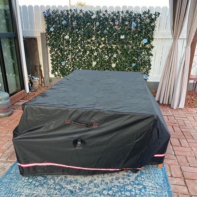 Turtle Life Patio Furniture Sets Cover, Heavy Duty Rectangular Durable Waterproof Outdoor UV Resistant Anti-Fading Dining Table Chairs Furniture Cover, Black, 64"L x 52"W x 29"H