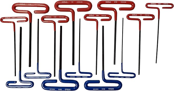 8pc Inch Cush Grip Hex T-Key Set,6 inch arm