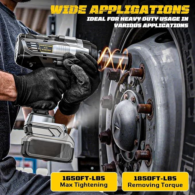 Cordless Impact Wrench 3/4 inch compatible with Dewalt 20V Battery, 1850ft-lbs (2500N.m) Brushless Electric Impact Gun, High Torque Impact Driver, Bare Tool Only, Heavy-Duty Automotive & Industrial