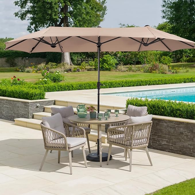 HERA'S PALACE 13 ft Rectangle Patio Umbrellas Large Outdoor Umbrella with Crank Powerful UV Protective Table Umbrella Outdoor Patio for Backyard, Pool, Garden, Deck