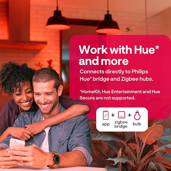 innr Zigbee A19 Smart Bulb, Works with Hue*, Alexa, SmartThings (Hub Required), White & Color, E26 LED Bulb, Color Changing Light Bulb, up to 16 Million Colors, Dimmable, 840 Lumen, 2-Pack