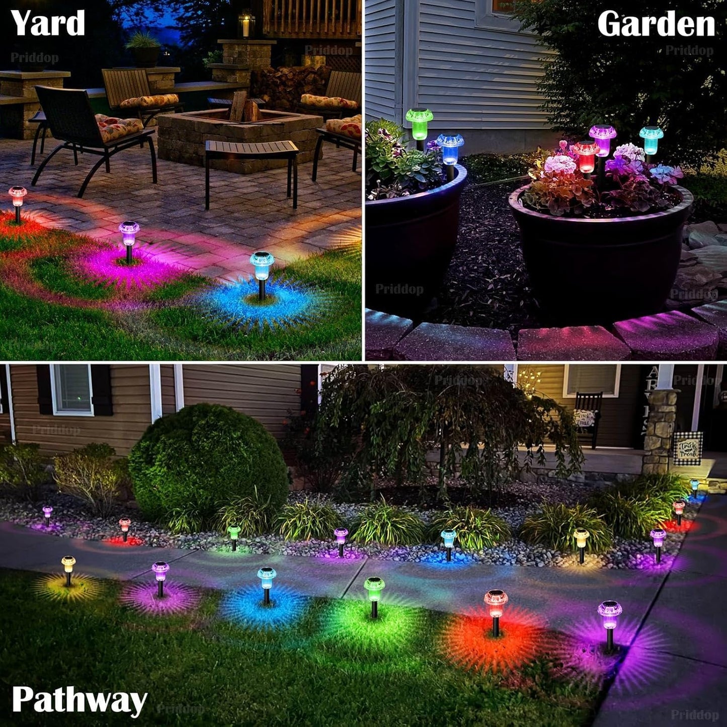 Solar Lights Outdoor Pathway Waterproof 12 Pack Color Changing LED Acrylic Mushroom Decorative Garden Lights for Yard Landscape Patio Outside Christmas Decorations