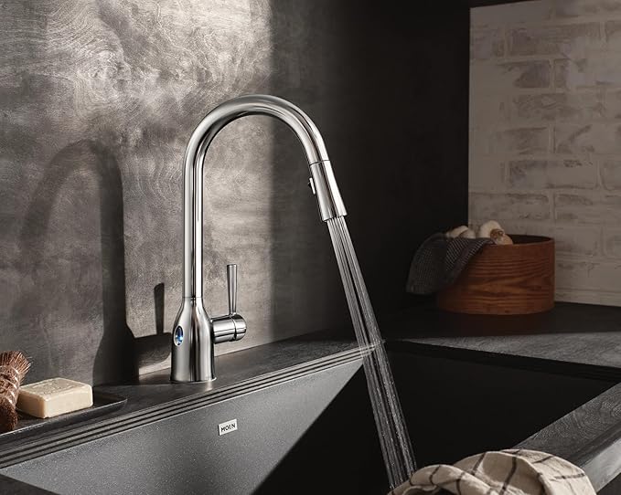 Moen Adler Chrome Motionsense Wave Sensor Touchless One Handle Pulldown Kitchen Faucet Featuring Power Clean, 87233EWC