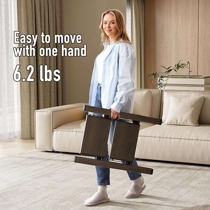 2 Step Ladder,Aluminum Folding Step Stool for Adults,Step Ladder with Wide Anti-Slip Pedal,330 lbs Capacity for Home,Office,Kitchen,Library(Walnut)