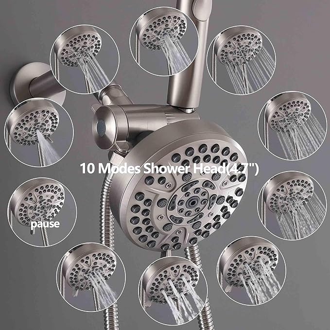 3 Handle Tub Shower Faucet Bathtub Shower Faucet Set With Tub Spout, Brushed Nickel Tub and Shower Trim Kit with Valve