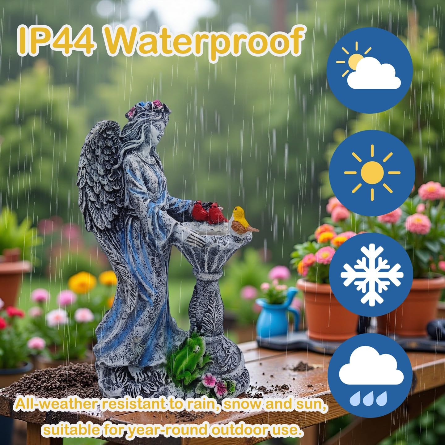 Mrocioa Solar Outdoor Garden Decor Angel Statue Light with Color Changing Birdbath, Waterproof Led Home Decor Figurine Lights for Yard Patio Front Porch, Housewarming Gifts for Thanksgiving Christmas