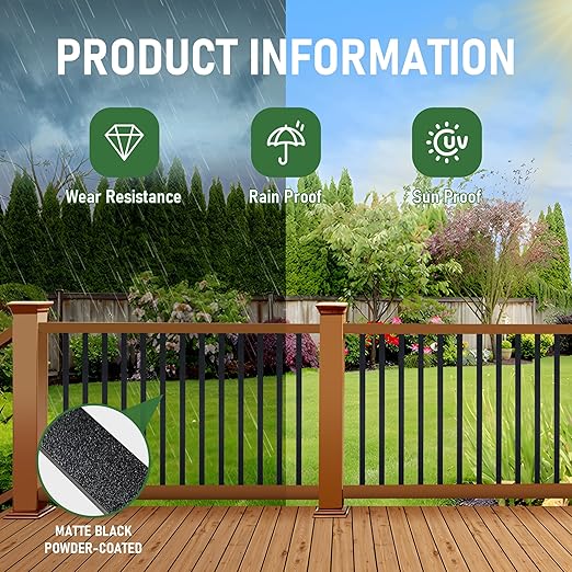 29.5" Aluminum Deck Balusters Staircase with Screws 75 Pack Railing,for Outdoor Stair Deck Porch, Black