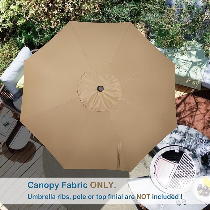 Blissun 9ft Patio Umbrella Replacement Canopy, Market Umbrella Top, Outdoor Table Umbrella Canopy for 8 Ribs, Canopy Only