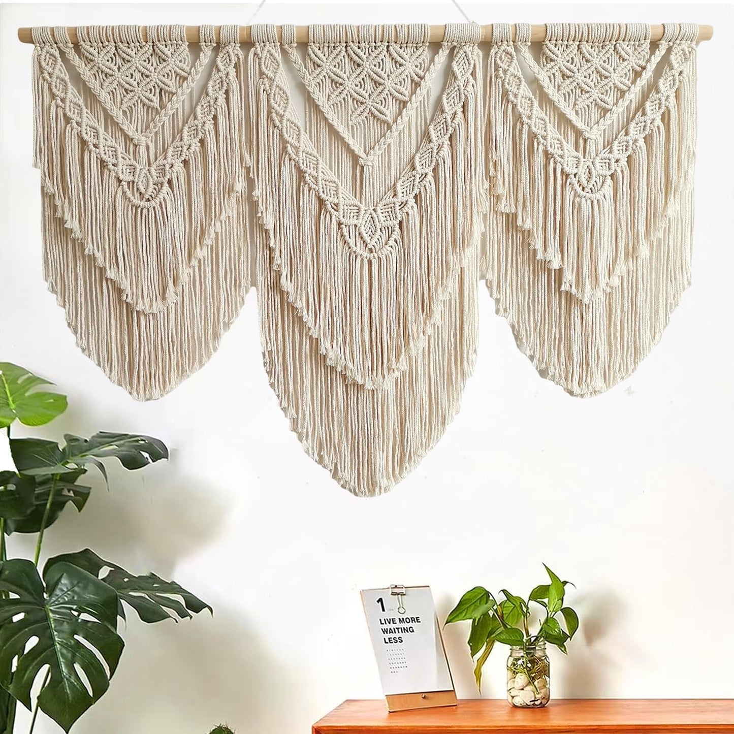 large macrame wall hanging - Boho Tapestry Macrame Wall Decor Art- Chic Bohemian Handmade Woven Tapestry Home Decoration for Bedroom Living Room Apartment Wedding Party - 43"x32" (Double-layer)