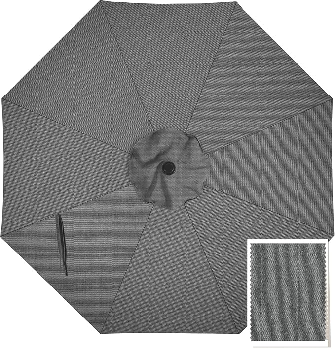 MASTERCANOPY 10-Year-Non-Fading 9FT Patio Umbrella Replacement Canopy-Grey Canopy Only
