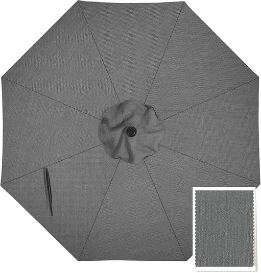 MASTERCANOPY 10-Year-Non-Fading 9FT Patio Umbrella Replacement Canopy-Grey Canopy Only
