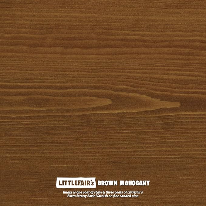 Littlefair's Wood Stain Water Based - 16.9oz/500ml - Indoor Furniture Stain Light & Dark Finishes - Special Non Toxic & Eco Friendly Formula - Wood Stain for Crafts - Color: Brown Mahogany