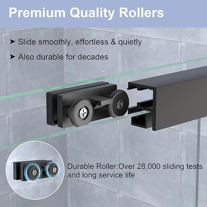 KPUY Bathtub Shower Door, 56-60" W x 58" H Sliding Shower Door for Bathtub, 1/4" (6mm) Thick Tempered Clear Glass with Explosion-Proof Film Nano Coating in Matte Black Finish