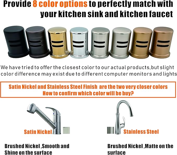 Dishwasher Air Gap Kits with Stainless Steel Dishwasher Air Gap Cover and Matching Escutcheon, Replacement air gap dishwasher, Solid Brass Air Gap Cap,Stainless Steel Finish