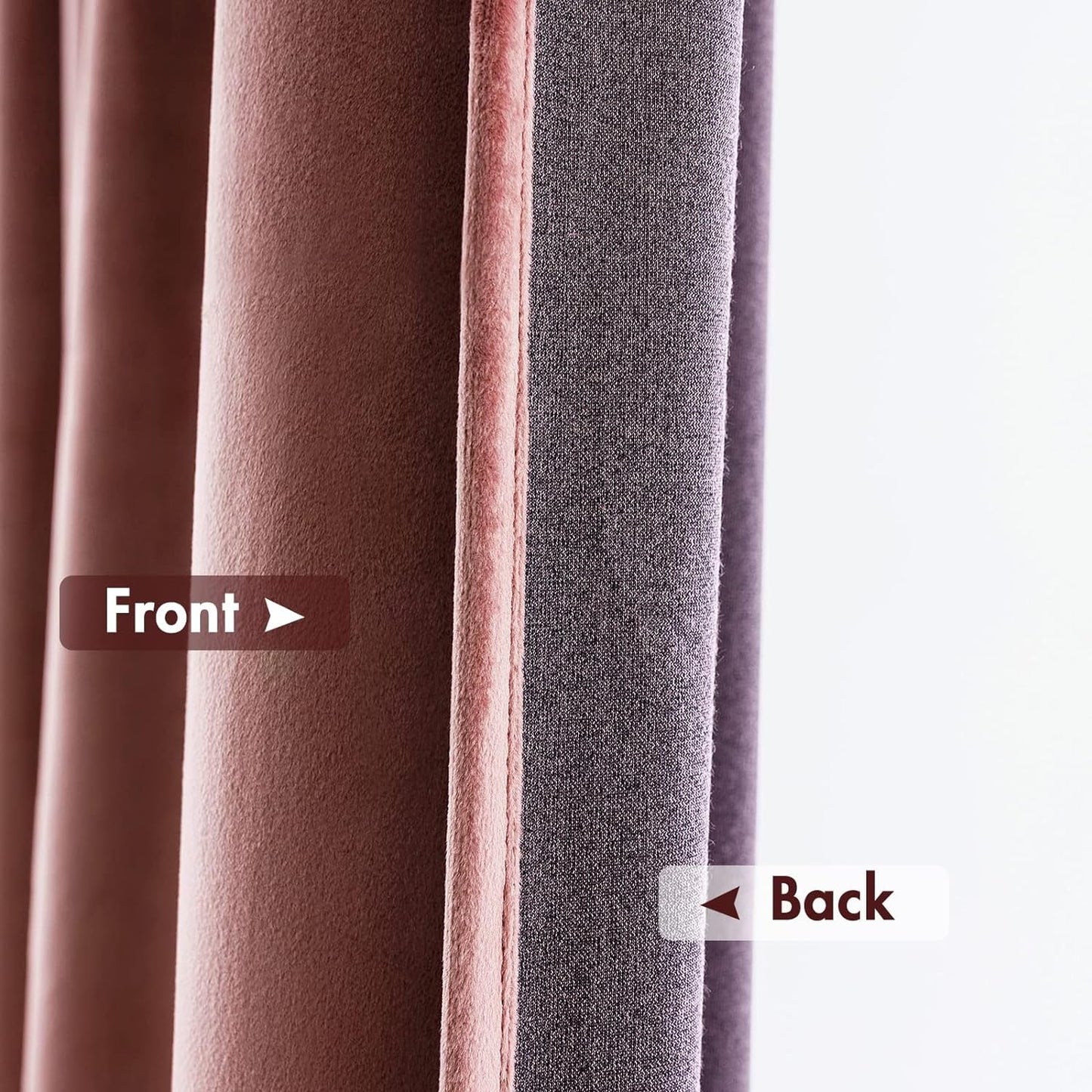 MIULEE Dusty Rose Pink Velvet Curtains 96 Inches Long, Thermal Insulated Blackout Drapes for Bedroom Living Room Patio Door, Light Blocking Window Panels, Rod Pocket, Set of 2 W66 x L84