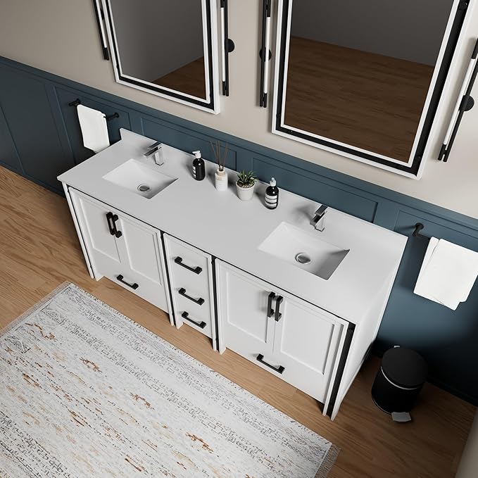 Augustine 80 in. W X 22 in. D White Double Bath Vanity Cabinet Without Countertop