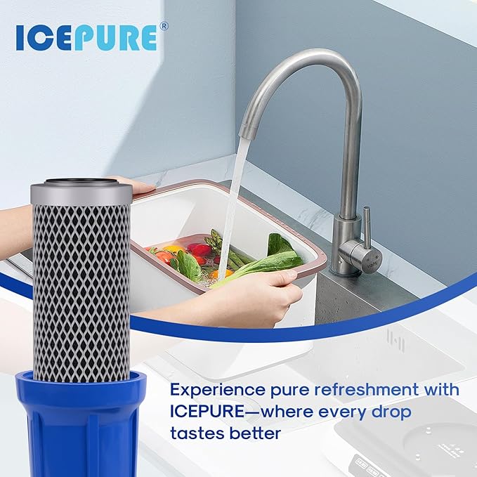 ICEPURE 20" x 2.5" Whole House Water Filter Upgraded Coconut Shell Activated Carbon Filter, 20 Inch Lead Removal Cartridge Replacement for C1-20, EP-20, HX-CB-25-2010, F3WCB32, 2PACK