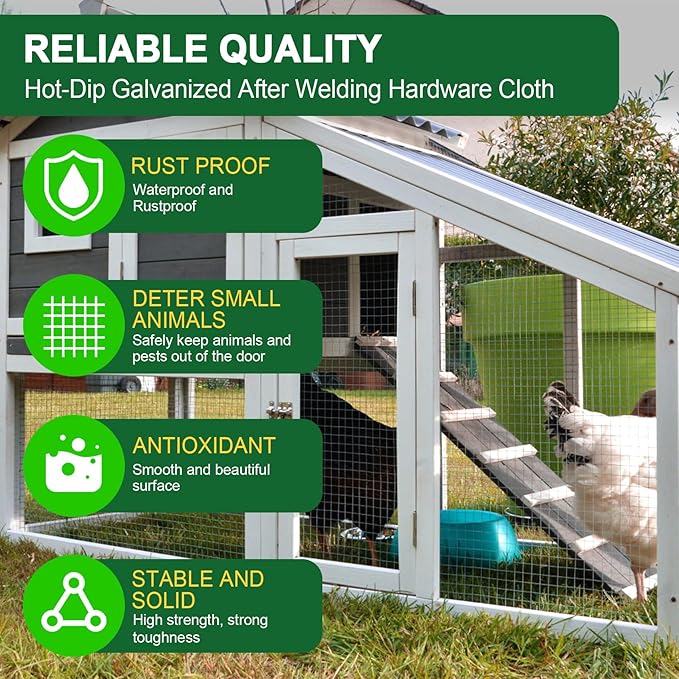 HOPERAN Hardware Cloth 1/2 Inch 36 x 100 ft - 19 Gauge Chicken Wire Fencing, Galvanized Wire Mesh Roll, Welded Wire Fence, Chicken Coop Wire Fence Gopher Wire Rabbit Wire Poultry Netting Cage
