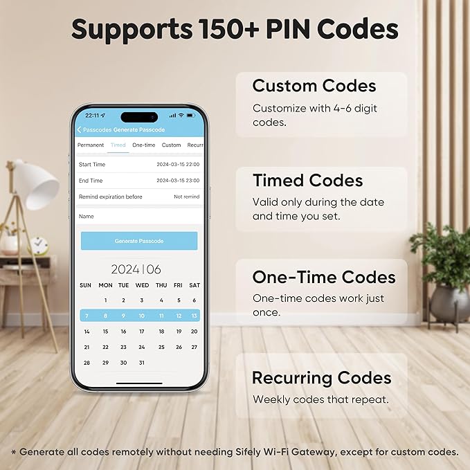 Keyless Entry Fingerprint Deadbolt Smart Lock: Sifely Digital Front Door Keypad with App Control, Electronic/Electric Deadbolt with Fingerprint & Code Access, Auto Locking, Easy to Install (Black)