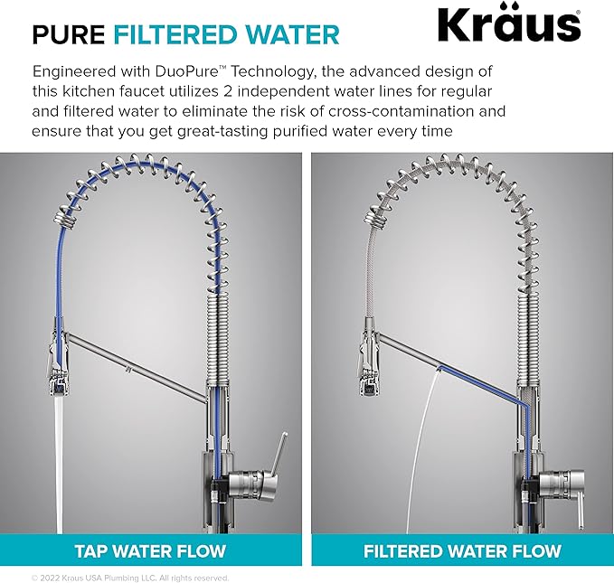 KRAUS Oletto 2-in-1 Commercial Style Pull-Down Single Handle Water Filter Kitchen Faucet for Reverse Osmosis or Water Filtration System in Spot-Free Antique Champagne Bronze, KFF-2631SFACB