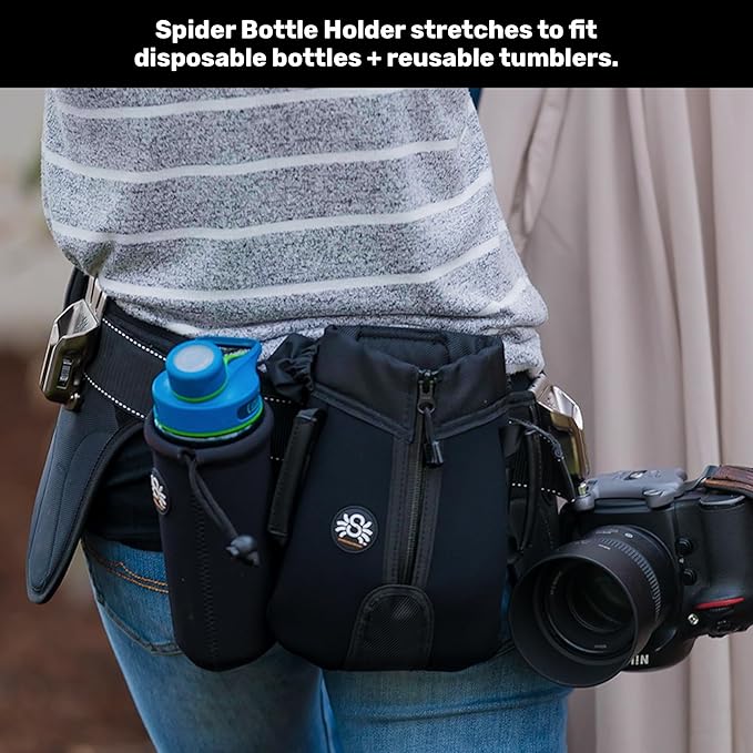 Spider Holster - SpiderMonkey Water Bottle Holder - Self Locking Belt Accessory Clip with Neoprene Drink Holster!