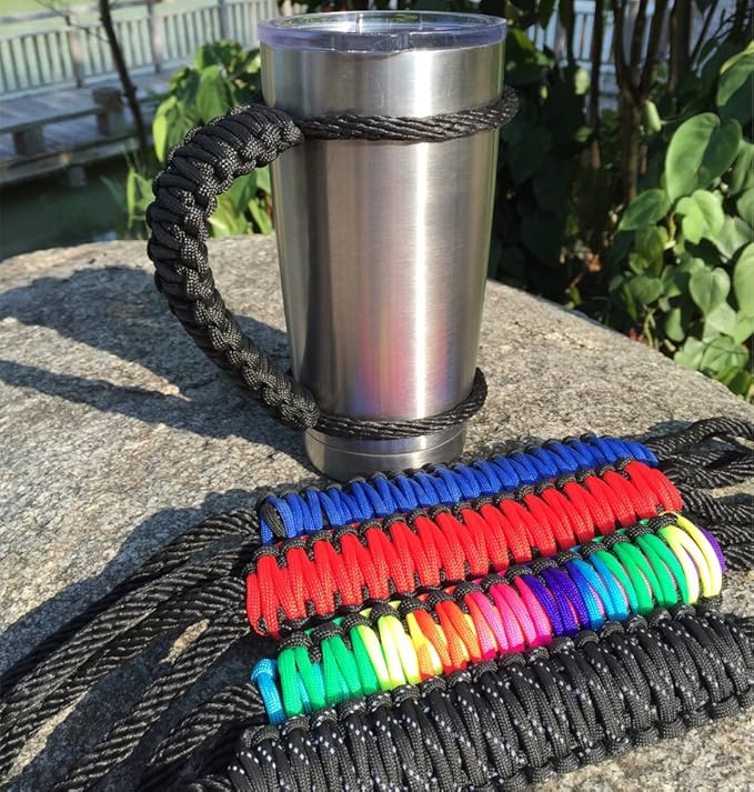 Handmade Paracord Handle for Yeti/Rtic/Ozark Trail Rambler 20 Oz Tumbler. Black