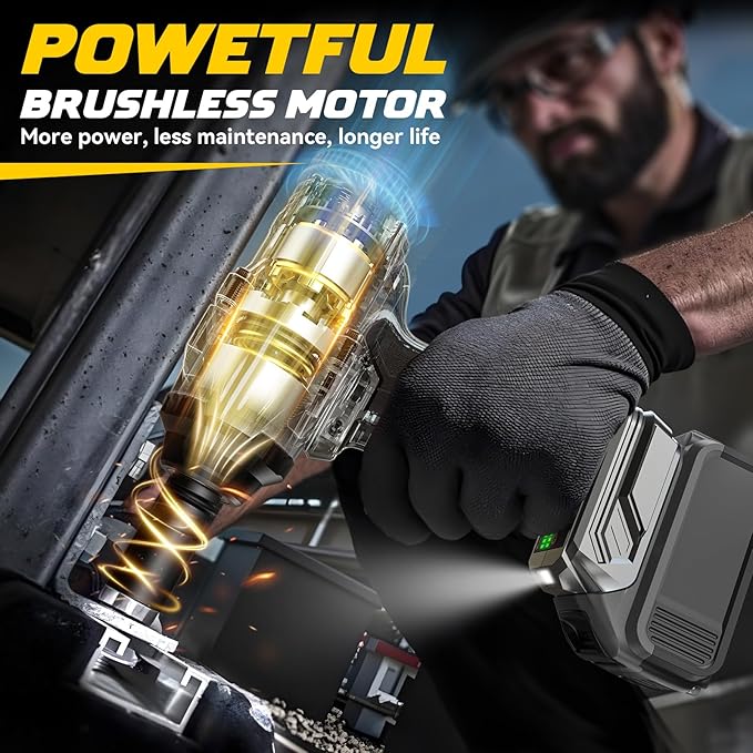 Cordless Impact Wrench 1/2” Compatible with Dewalt 20v Battery(No Battery), 1000FT-LBS(1360N.m) High Torque Impact Driver, Electric Impact Gun with LED Work Light, Variable Speeds, 4-Speed Control