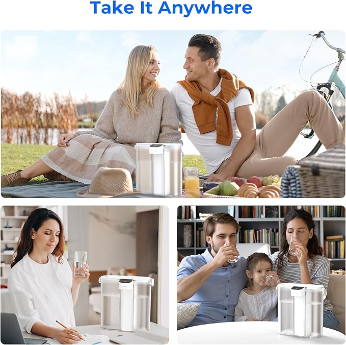 Waterdrop Compact Electric Water Filter Pitcher, Dispenser, 200-Gallon Water Filter for Fridge, NSF/ANSI 42&53&401, Reduce PFAS, Lead, Chlorine, 14-Cup, White, with 1 Filter, Does not Lower TDS