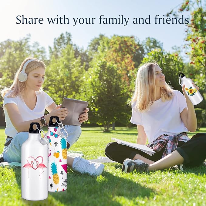 ramede 8 Packs Sublimation Cups Sublimation Water Bottle Blanks with 16 Shrink Wrap 20 oz Blank Sport Water Bottles Insulated Water Bottles with Hook and Leak Proof Twist Cap for Camping Climbing