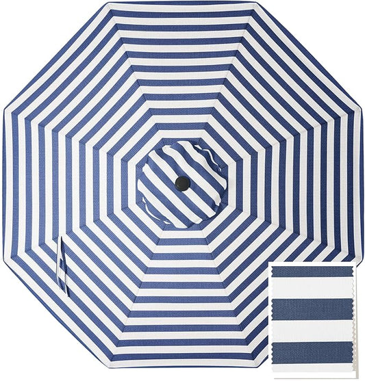 MASTERCANOPY 5-Year-Non-Fading Olefin 9FT Patio Umbrella Replacement Canopy-Navy blue&White Canopy Only