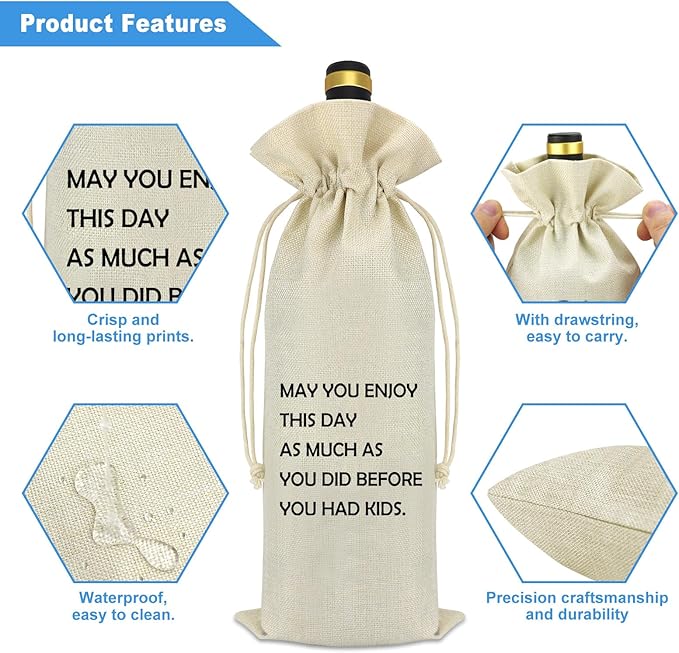 Father's Day Gifts from Daughter Son Mothers Day Gifts for Mom Wine Bag Thanksgiving Christmas Birthday Gifts for Mom Mother Dad Grandpa Husband Wife Valentines Day Anniversary Present Wine Bottle Bag