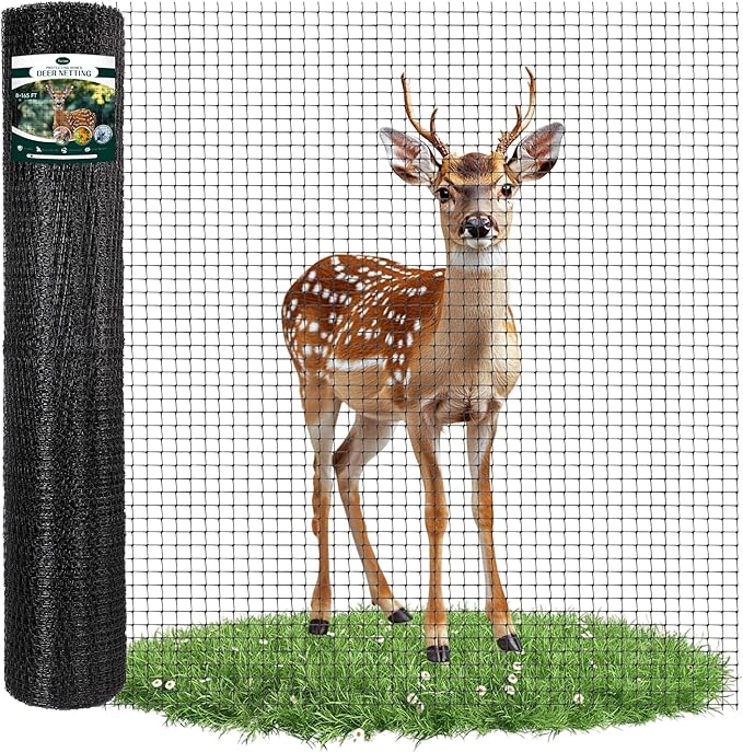 FRUITEAM 8ft×165ft Deer-Fence,Deer-Netting for Garden,Wildlife Netting,Heavy Duty Garden Fencing Roll for Plant Protection