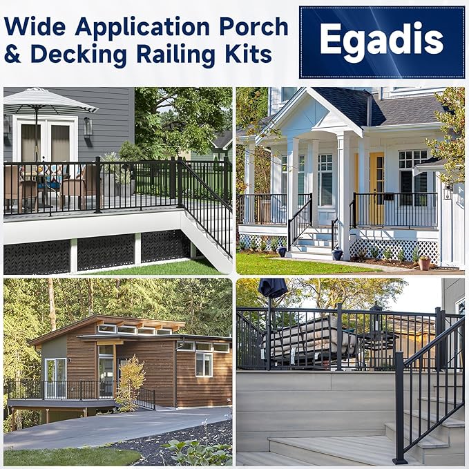 2.56 in. x 2.56 in. x 39 in. Aluminum Railing Post, Porch and Deck Railing Post with Screws, Black Textured Outdoor Powder-Coat Finish Stair Post for Decks, Porches & Balconies (2 Post)