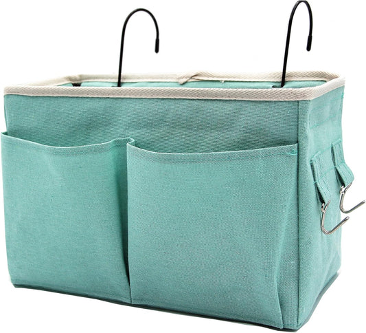 Bedside Caddy Bedside Hanging Storage Basket Multi-Function Organizer Caddy for Bunk and Hospital Beds Dorm Rooms Bed Rails, Can be Placed Glasses Books Mobile Phones(Green)