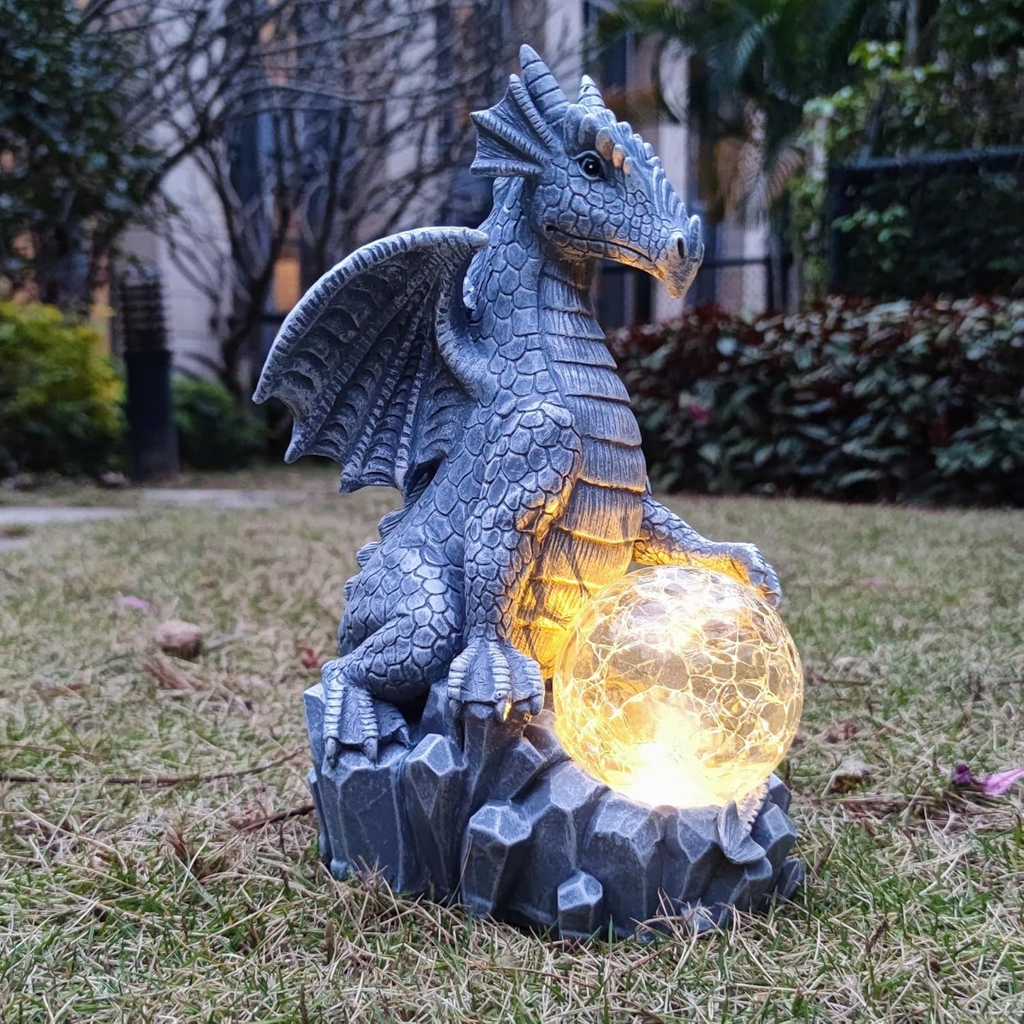 Dragon Solar Garden Statues Outdoor Decoration with Magic Orb,Dragon Figurine Solar LED Lights Lawn Décor,Outside Statue Ornament for Patio, Balcony, Yard,Unique Gifts for Mom Grandma