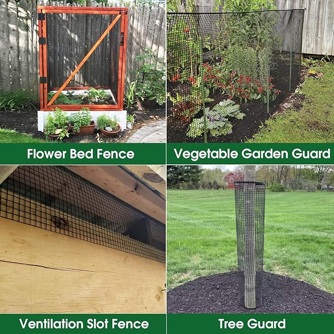 HOPERAN Black Hardware Cloth 1/2 inch 36 x 100 Ft Mesh 19 Gauge PVC Coated Chicken Wire - Vinyl + Galvanized Double Coated Fence - Welded Wire Mesh Roll for Chicken Coop Fencing Garden Fencing