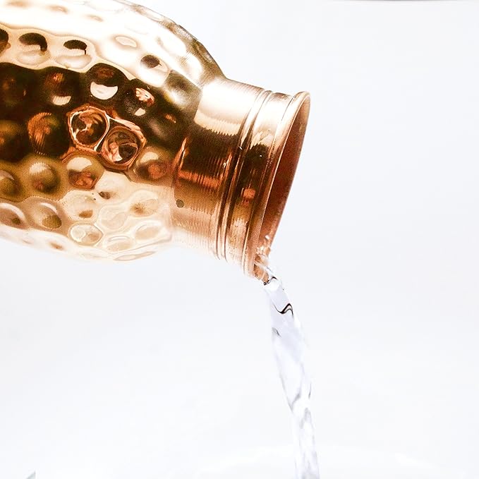 Hammered Copper Water Bottle 30 Oz - Copper Bottle Water with Lid – Copper Water Vessel - Ayurvedic Copper Water Bottle – Drink More Water Bottle – Large - Leak Proof