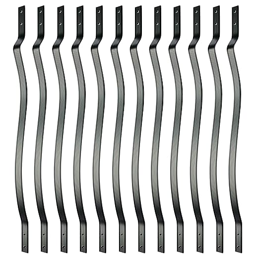 Myard 32-1/4 Inches Grooved Aluminum Deck Balusters Furniture with Screws for Facemount Railing Fencing, European Baroque Silhouette Wrought Style (25-Pack, Matte Black)