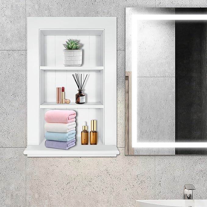 Royxen Recessed Medicine Cabinet 14 x 24 Inch, Medicine Cabinets, Large Medicine Cabinet, 3-Tier Bathroom Cabinets Wall Mount for Home Storage