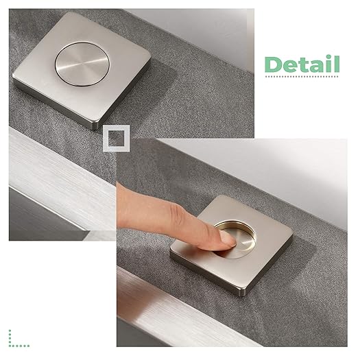 Garbage Disposal Switch, Cordless Air Switch Kit for Food Waste Disposer, Brass Material Brushed Nickel, Long Sink Top Push Button