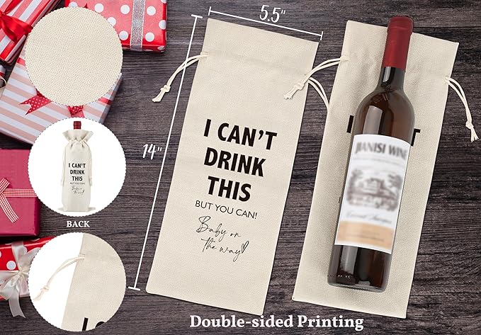Gender Neutral Pregnancy Announcement Wine Bags,Baby Announcement,Baby Announcements Ideas,Pregnancy Announcement for Dad,Pregnancy Keepsake,New Dad Gift,Reusable Wine Bags With Drawstring,L28