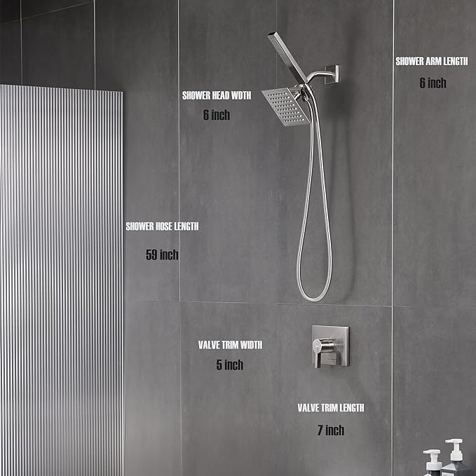 Shower Faucet Set Dual Shower Heads with Handheld Spray Combo, All Metal 6" Dual Shower Head Combo and 3-Way Diverter, Shower Faucet Set with Valve